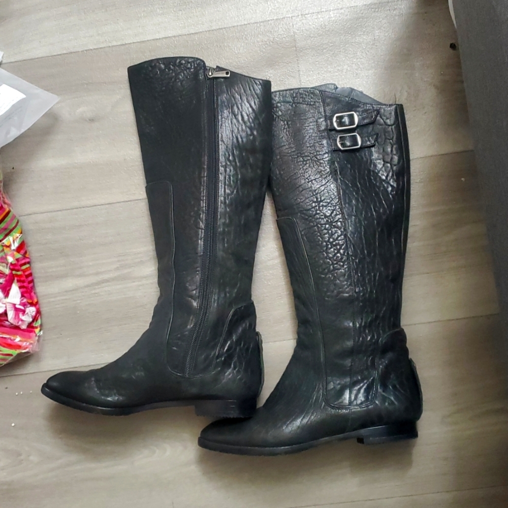 Gryson Equestrian Boot Black Leather Knee High Tall Western Harness Riding 7.5